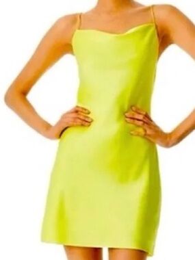 Alice + Olivia Lime Slip Mini Dress with Spaghetti Straps